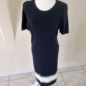 Lauren Ralph Lauren NWT ribbed stretchy cotton blend dress XL. Blue and White.